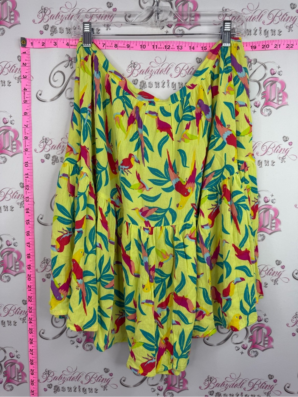 George skirt Yellow Midi Skirt with Tropical Bird Print